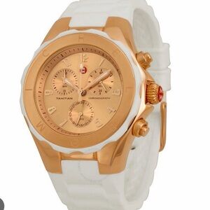 Michele Rose Gold and White Chronograph Watch